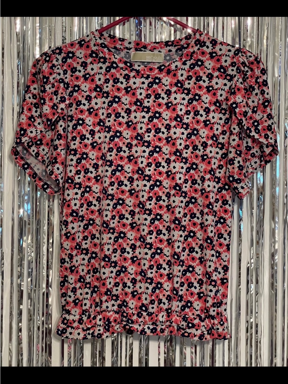 Michael Kors Pink Navy White Floral Short-Sleeve